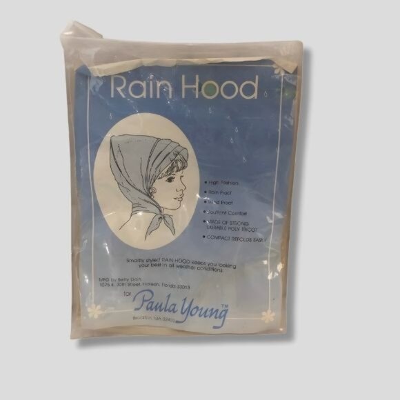 Paula Young Vintage Rain Hood Bonnet Floral Blue OS - Picture 3 of 4